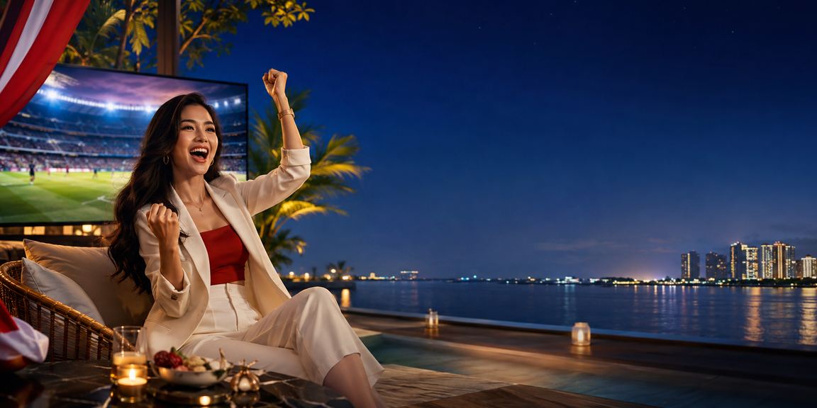 Pesta bonus cashback dengan dekorasi lampu dan tumpukan koin emas berkilau